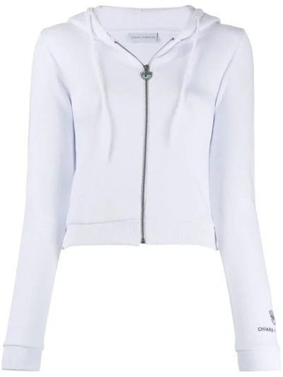 Shop Chiara Ferragni Eye Zip Hoodie In White