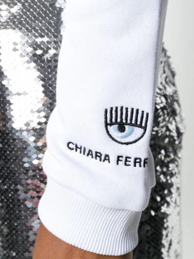 Shop Chiara Ferragni Eye Zip Hoodie In White