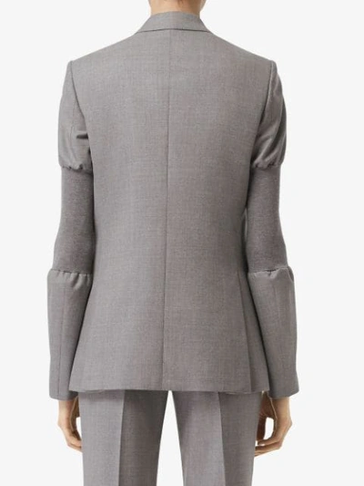 Shop Burberry Panelled-sleeve Wool Tailored Jacket In Grey