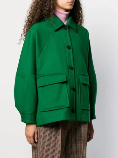 Shop Alberto Biani Oversized Button-up Jacket In Green