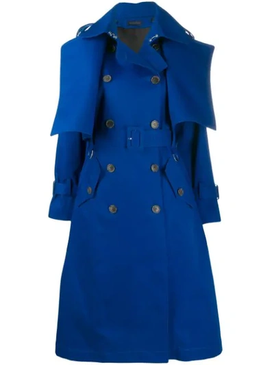 Shop Eudon Choi Double-breasted Trench Coat In Blue