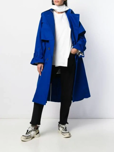 EUDON CHOI DOUBLE-BREASTED TRENCH COAT - 蓝色