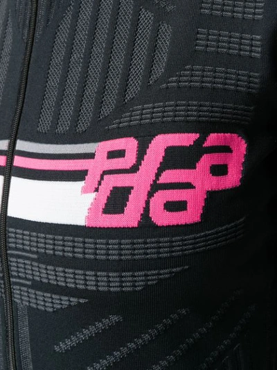 Shop Prada Logo Zipped Cardigan In Black