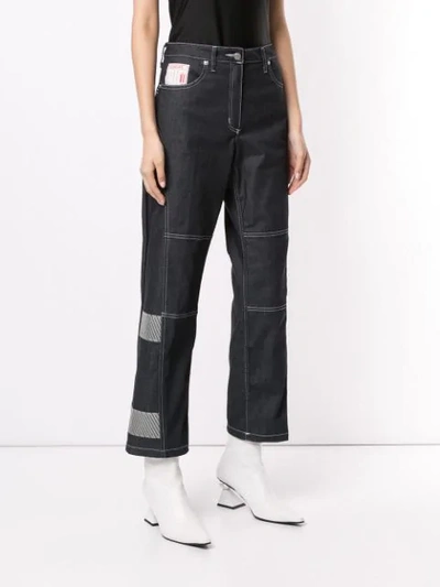 Shop Lærke Andersen Welder Cropped Wide Leg Jeans In Blue