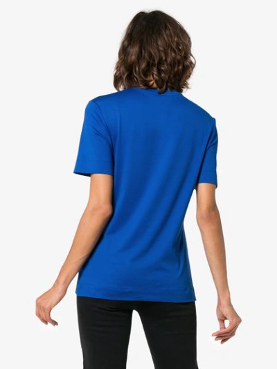 Shop Versace Checkered Logo Print Cotton T-shirt - Blue