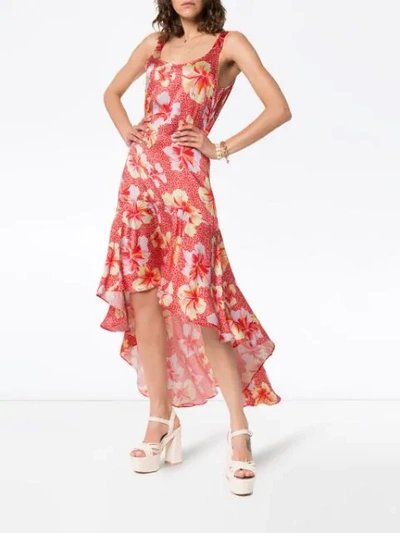 Shop Onia Martine Hibiscus-print Silk Dress In Red