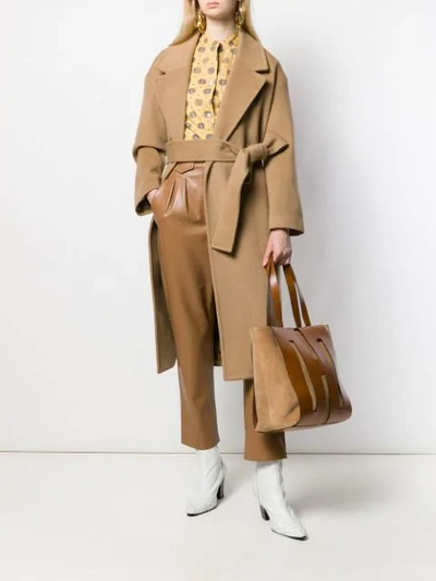 Shop Paltò Belted Robe Coat In Brown