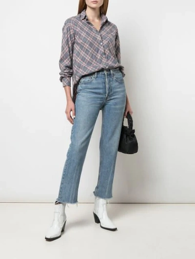 Shop A Shirt Thing Loose-fit Plaid Shirt In Grey