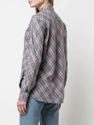 Shop A Shirt Thing Loose-fit Plaid Shirt In Grey