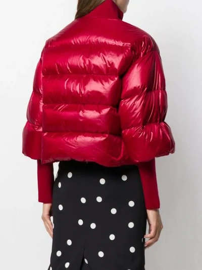 Shop Red Valentino Cropped Sleeve Puffer Jacket In Black