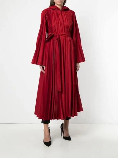Shop Atu Body Couture Pleated Coat - Red