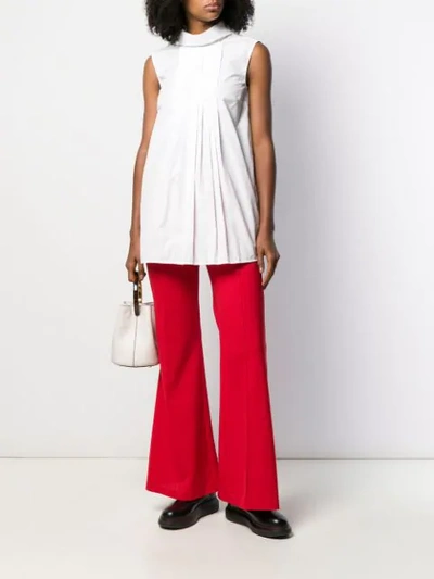 Shop Marni Pleated Sleeveless Blouse In White