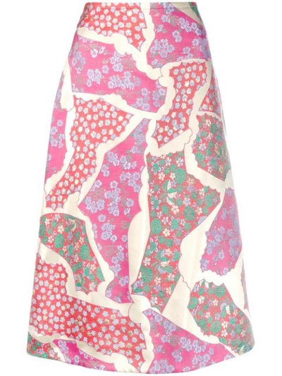 Shop Marni Patchwork Skirt In Pink