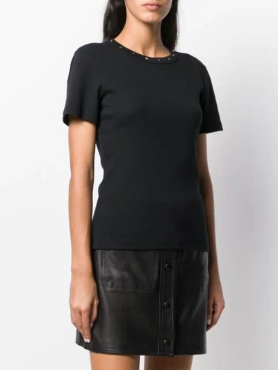 Shop Saint Laurent Stud-embellished Collar T-shirt In Black