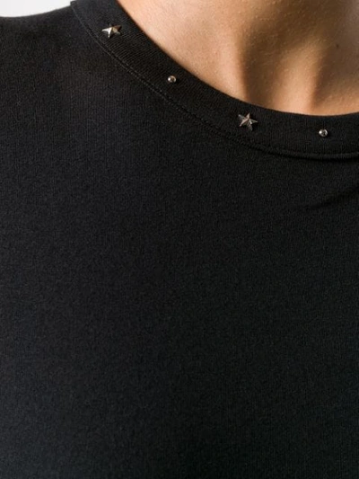 Shop Saint Laurent Stud-embellished Collar T-shirt In Black