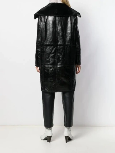 Shop Yves Salomon Shearling Lined Coat In C99 Noir