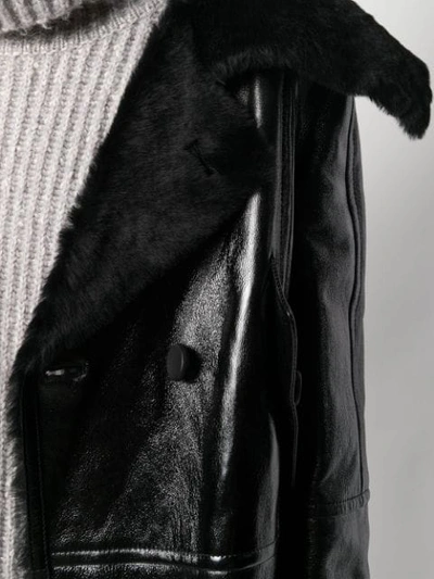 Shop Yves Salomon Shearling Lined Coat In C99 Noir