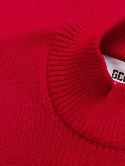 Shop Gcds Ribbed Asymmetric Hem Dress In 03 Red