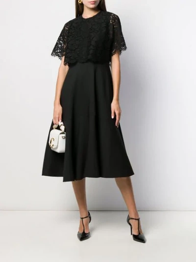 Shop Valentino Lace Layered Dress In Black