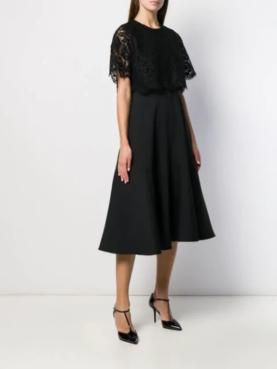 Shop Valentino Lace Layered Dress In Black