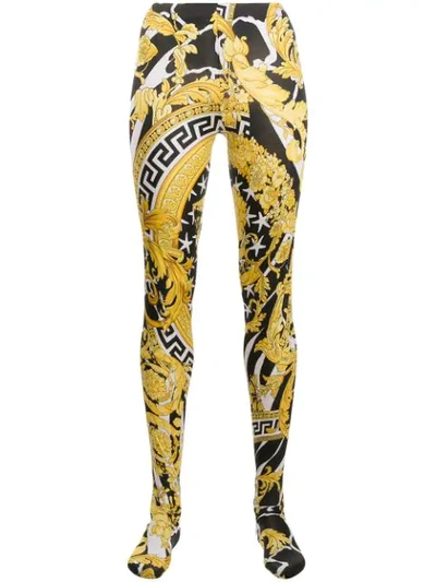 Shop Versace Graphic Leggings In Black