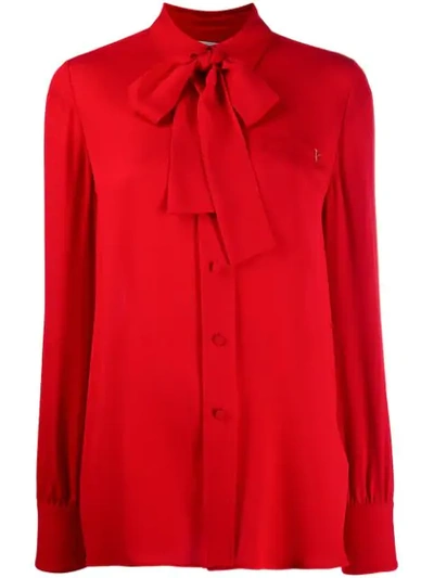 Shop Valentino V Plaque Blouse In Red