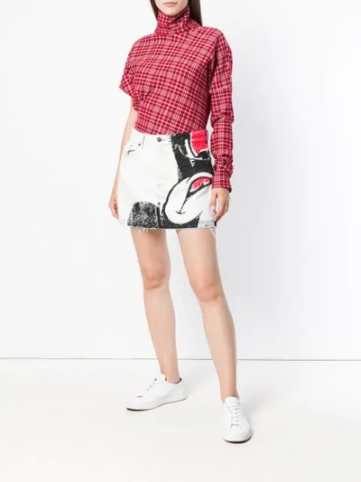 Shop Marc Jacobs Micky Mouse Denim Skirt In White