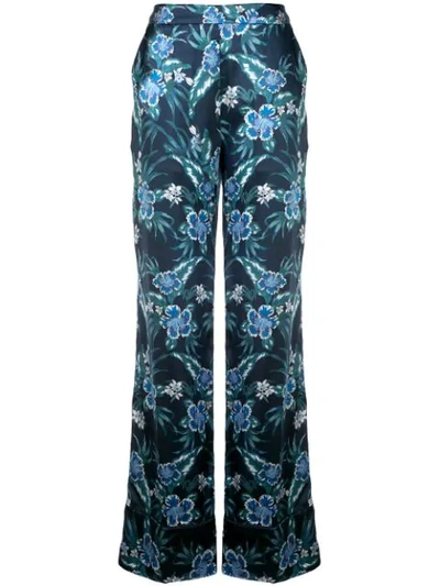 Shop Altuzarra Bani Floral Print Trousers In Blue