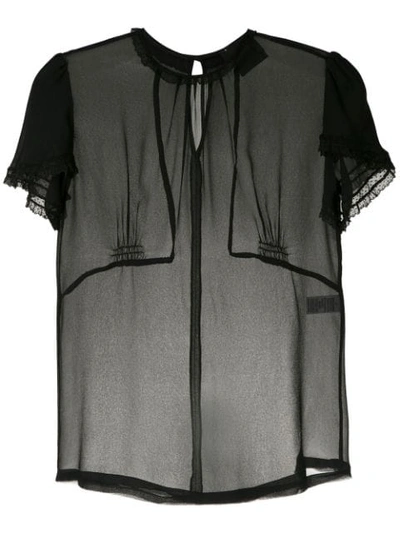 Shop Andrea Bogosian Sheer Silk Blouse In Black