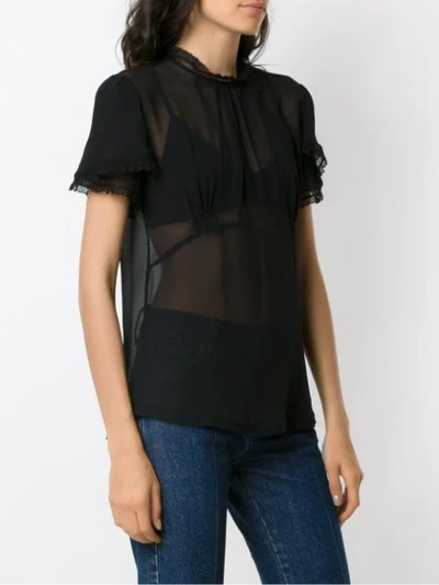 Shop Andrea Bogosian Sheer Silk Blouse In Black