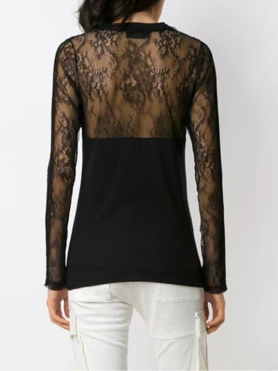 Shop Andrea Bogosian Lace Panels Long Sleeved Blouse In Black