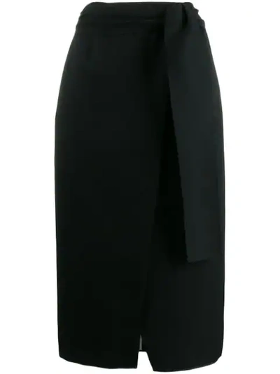 Shop Rochas Wrap Midi Skirt In Black