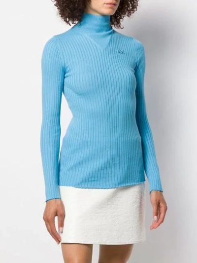 Shop Courrèges Turtleneck Sweatshirt In Blue