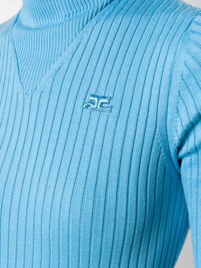 Shop Courrèges Turtleneck Sweatshirt In Blue