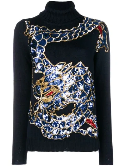 Shop P.a.r.o.s.h . Dragon Sequin Sweater - Blue