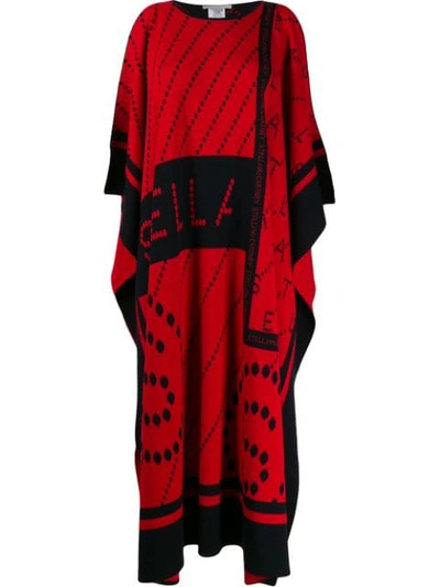 STELLA MCCARTNEY LOGO PRINT MIDI PONCHO - 红色