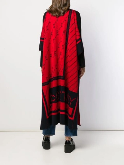 Shop Stella Mccartney Logo Print Midi Poncho In Red