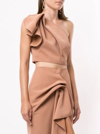 Shop Acler Habana Cropped Top In Clay