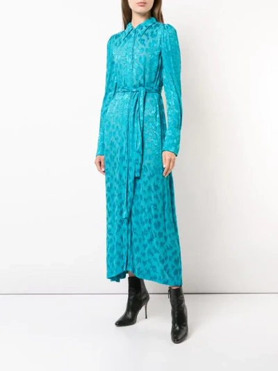 Shop Carolina Herrera Jacquard Shirt Maxi Dress - Blue