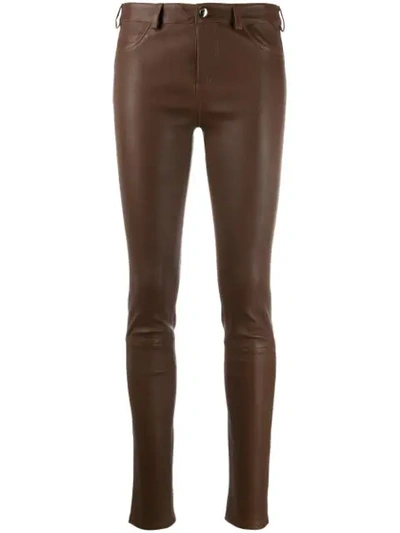 Shop Arma Skinny Leather Trousers In Brown