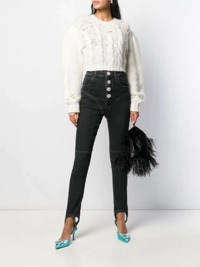 Shop Alessandra Rich High-rise Stirrup Jeans In Black