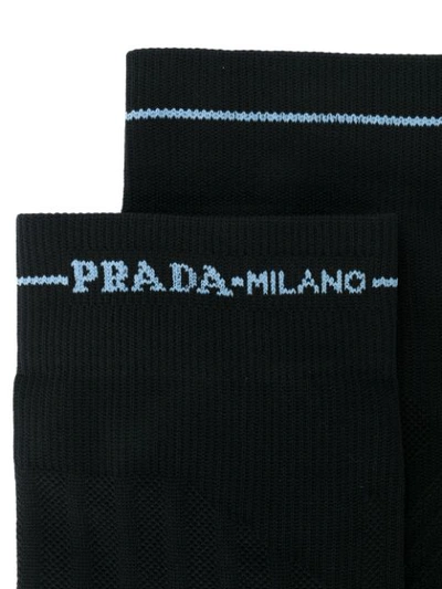 Shop Prada Intarsia Logo Short Socks - Black