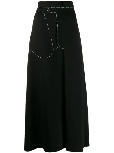 Shop Maison Margiela Contrast Stitch Maxi Skirt In Black