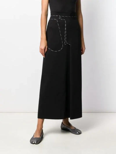 Shop Maison Margiela Contrast Stitch Maxi Skirt In Black