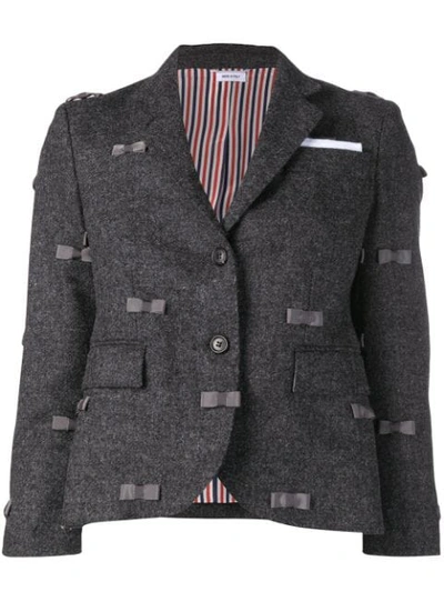 Shop Thom Browne Bow Embroidered Sport Coat In 035 Medium Grey