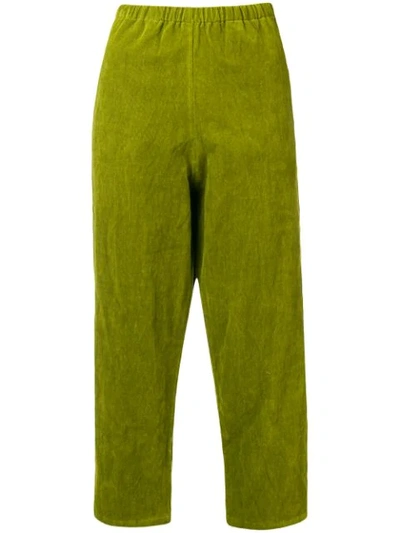 Shop Apuntob Corduroy Cropped Trousers - Green