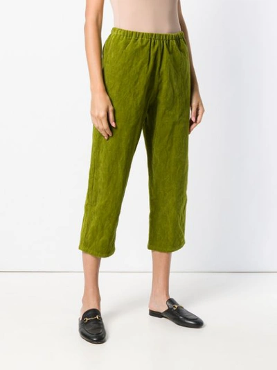 Shop Apuntob Corduroy Cropped Trousers - Green