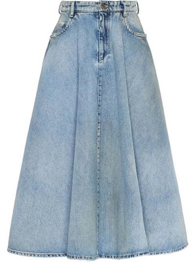Shop Miu Miu Iconic A-line Skirt In Blue