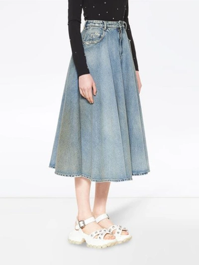 Shop Miu Miu Iconic A-line Skirt In Blue