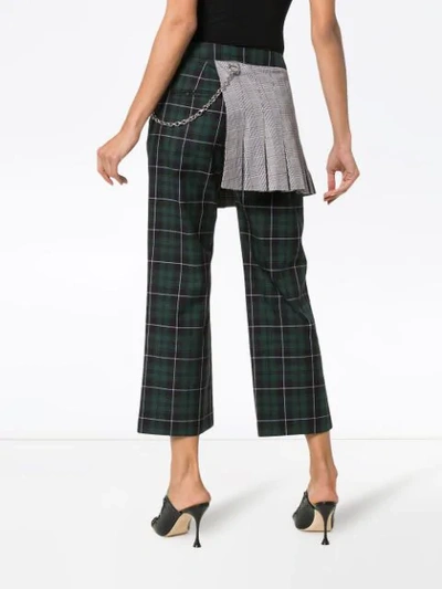 Shop Sandy Liang Apron High Waisted Check Cotton Trousers In Tartan